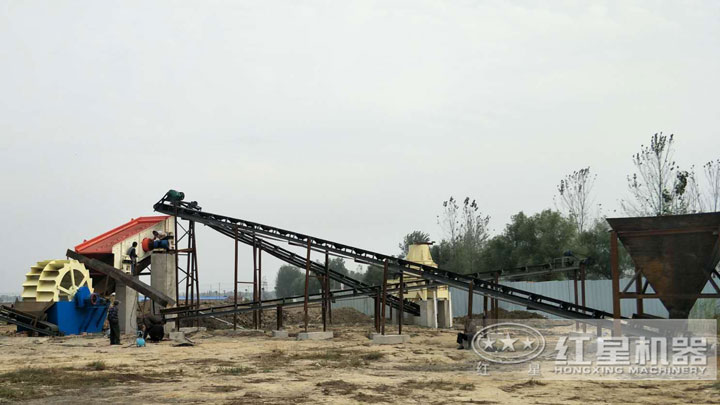 石頭粉碎成沙子用戶現場，有多種生產搭配可以選擇